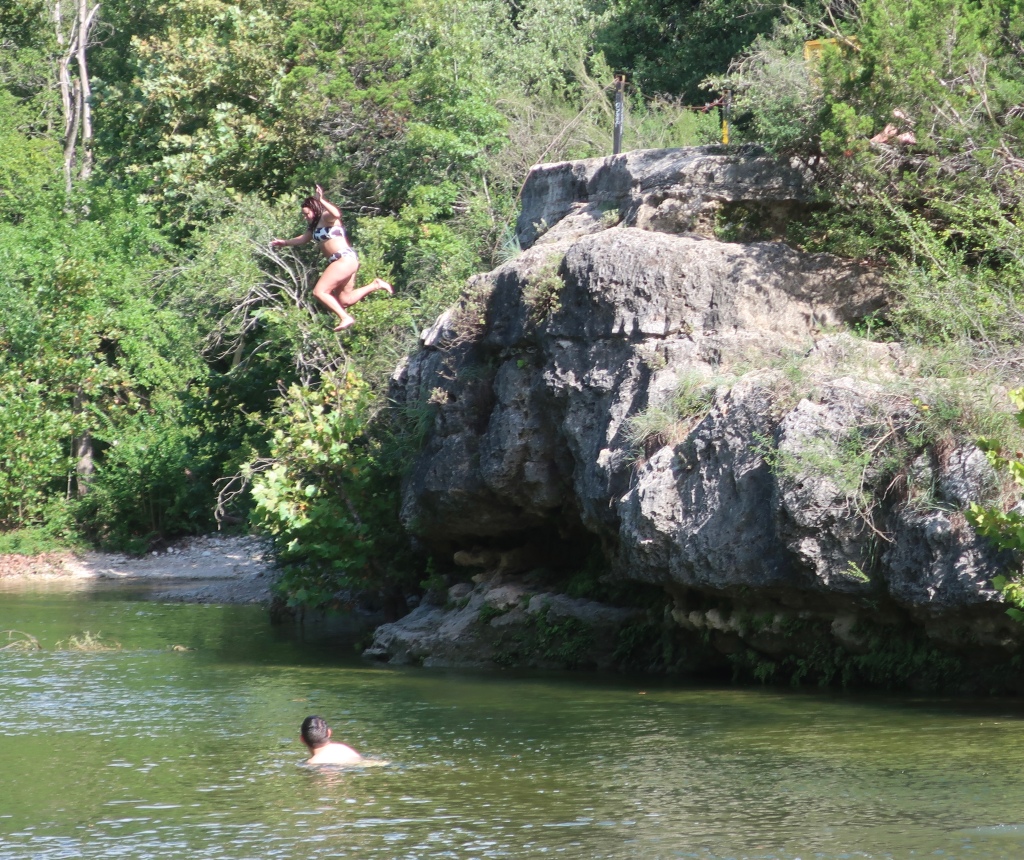 August 12, 2021 – Jumping into the Water in Barton Springs Greenbelt, Austin!