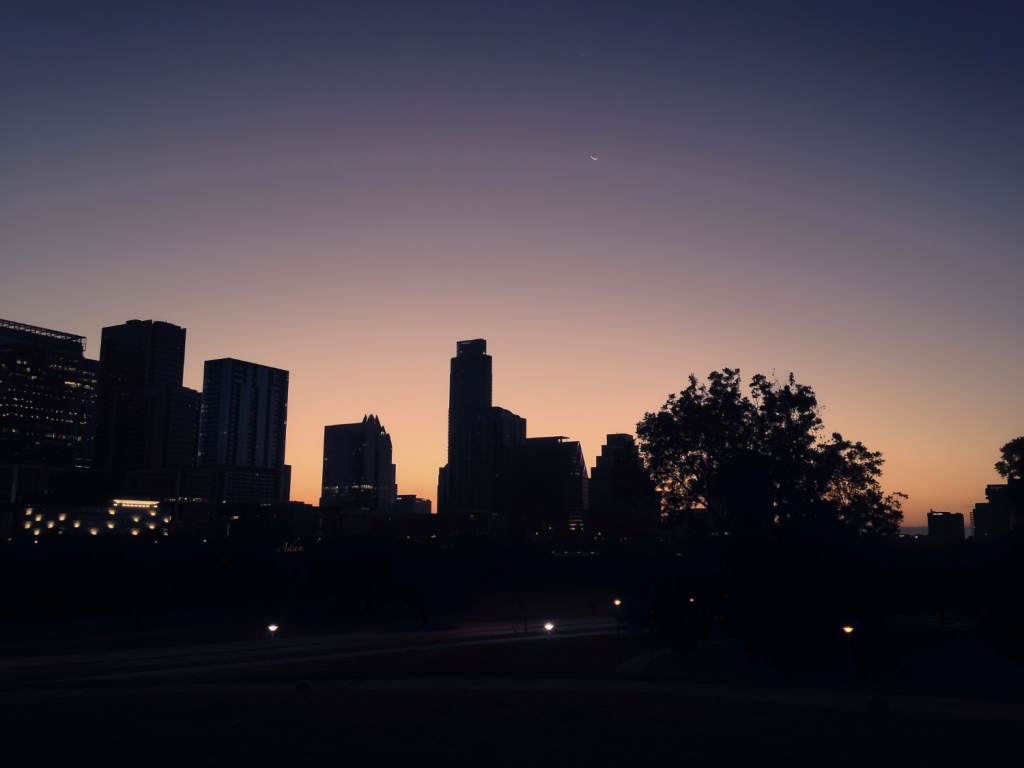 October 03, 2021 – New Most Viewed Image For the Week @FineArtAmerica, Austin Skyline Sunrise Into A Crescent Moon, #photography, captured Summer 2017