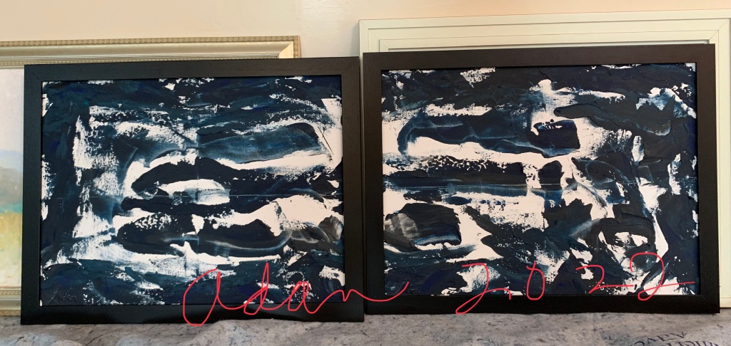 April 22, 2022 – Delivering More New Art to Primal Gallery in Dripping Springs (west of Austin) – a New Diptych ( #Dawn ) + Prints