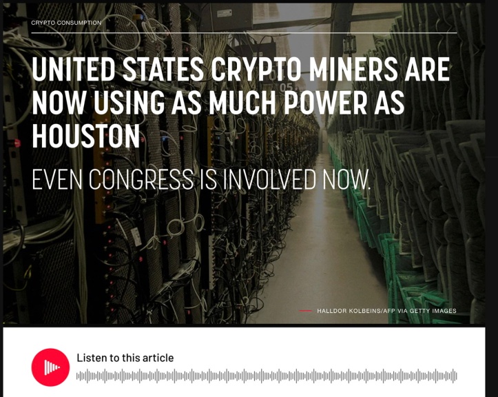 UNITED STATES CRYPTO MINERS ARE NOW USING AS MUCH POWER AS HOUSTON https://futurism.com/the-byte/us-crypto-miners-power-houston